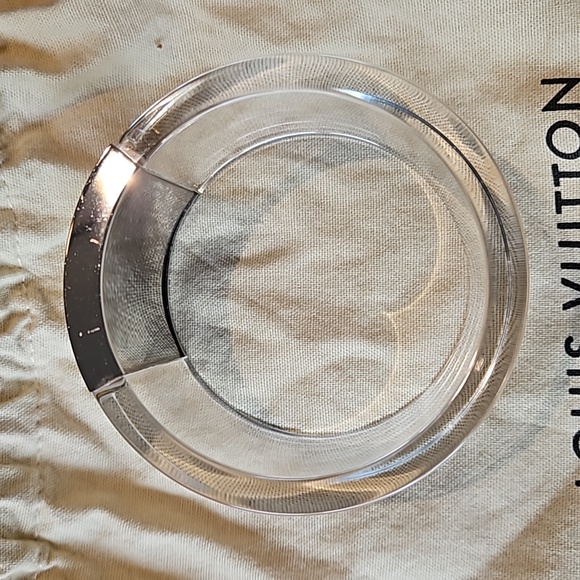 Louis Vuitton Clear Resin Silver Logo Cuff Bangle Bracelet w/Dustbag - AUTHENTIC - Picture 5 of 8